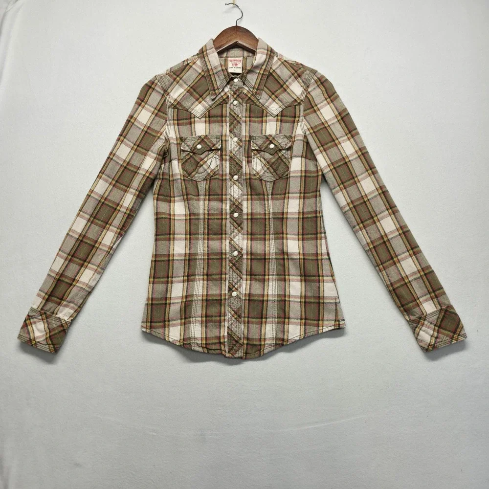 True Religion Women's Pearl Snap Flannel Western Shirt Size Small